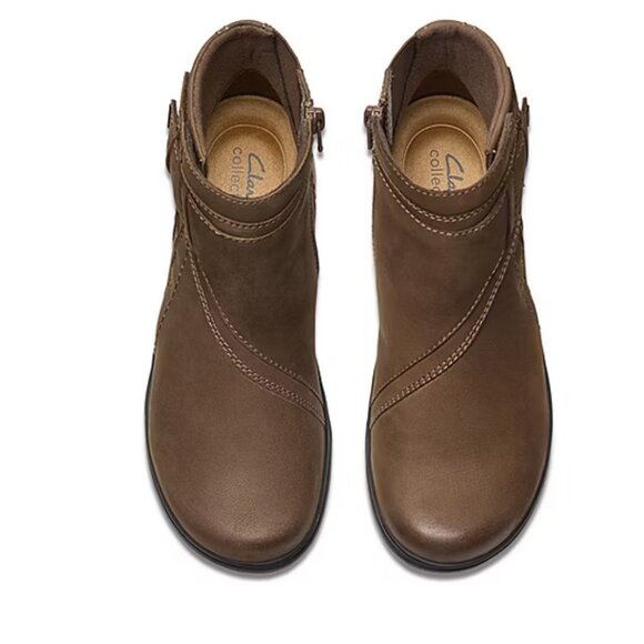 Clarks Collection Carleigh Leather Ankle Boots Women's Size 8 In Mushroom - Picture 6 of 14